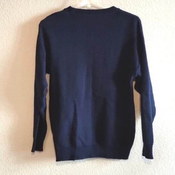 Caesars Palace Casino Vintage Old Money Preppy Navy Blue Textured Knit Sweater * - Picture 5 of 10